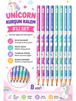 Artlantis Unicorn Kurşun Kalem 8 Adet Faber Castell Yuvarlak Gövdeli Siyah Kurşun Kalem Yumuşak Yazım Kolay Tutuş Kaliteli