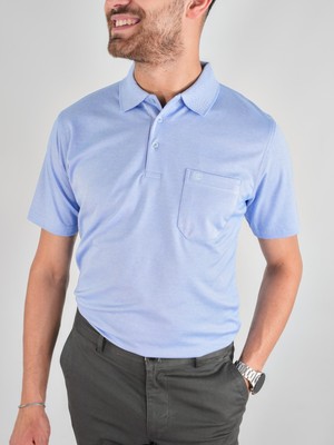 Simenti Erkek Yakalı Cepli Penye Mavi Baba Tshirt