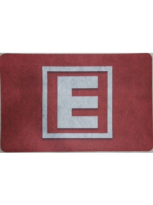 AyrStore Karmat Eczane Paspası, E Logolu Paspas, Dijital Baskılı Paspas Kırmızı-45 x 70