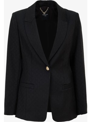 Guess Siyah Kadın Ceket Desenli Blazer Blanca Blazer - Wool Blend Str Mono