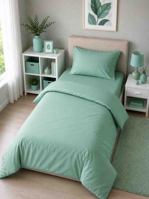 Seralay Home Mint Yeşili Tek Kişilik Nevresim Takımı Lastıklı Çarşaflı