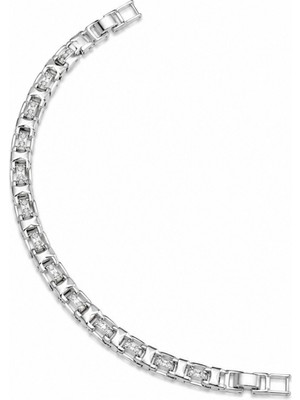 Balenbi Jewelry Gümüş Renk Baget Zirkon Taş Detaylı Paslanmaz Çelik Kadın Bileklik 1203