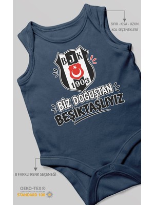Morivo Kids Biz Doğuştan Beşiktaşlıyız Sıfır Kollu Bebek Zıbını %100 Pamuk