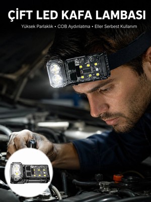 Epilons 3 Fonksiyonlu LED Far El Feneri Çalışma Lambası Uzun Pil Ömürlü Yeni Nesil