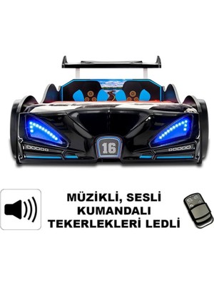 İnegöl'den Eve Bugattı - Arabalı Yatak, Araba Yatak , Full Işıklı, Kumandalı, Sesli, Tekerleri Ledli