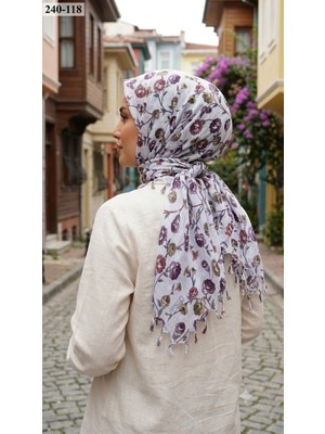 Dolce Life Desenli Sökme Boncuklu Eşarp 240-118