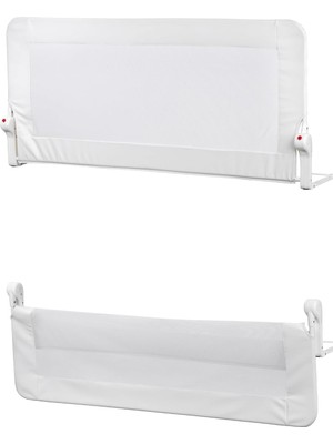 Wellgro Premium 150X65 cm Deri Kılıflı Yatak Bariyeri, Katlanır Yatak Korkuluğu, Beyaz