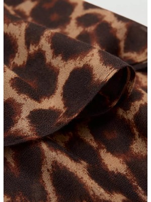 Mango Leopar Desenli Dikişsiz Fular