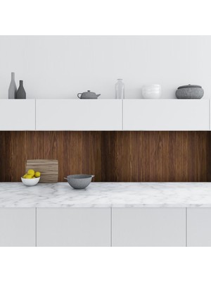 AyrStore Mutfak Tezgah Arası Folyo Fayans Kaplama Folyosu Koyu Ahşap Doku 60X100 cm