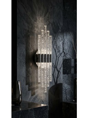 Bhbackhome Auro Medium 39 cm Modern Tasarım LED Aplik - Duvar Lambası - Gümüş - Beyaz LED