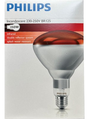 Philips 250W Kızılötesi Infrared Hayvan Isıtma ve Fizik Tedavi Lambası, Kırmızı Işık, BR125