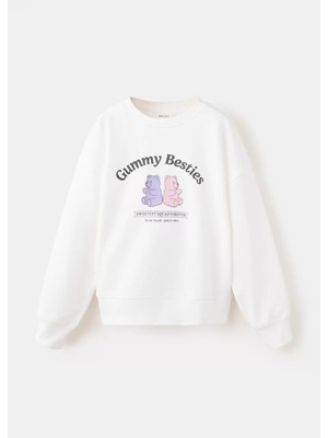 Mango Desenli Pamuklu Sweatshirt