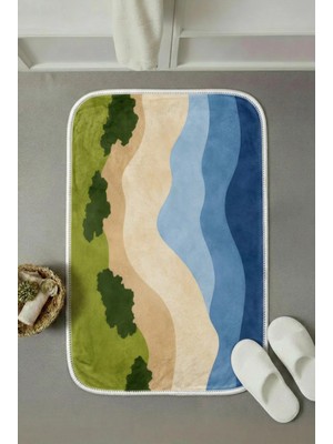 Zevahir Mobilya Dekorasyon Modern Kaymaz Taban Banyo Paspası 60X40 cm - Lavabo, Duş, Klozet Önü ve Abdest Için Yumuşak Dokulu Çok Amaçlı Paspas