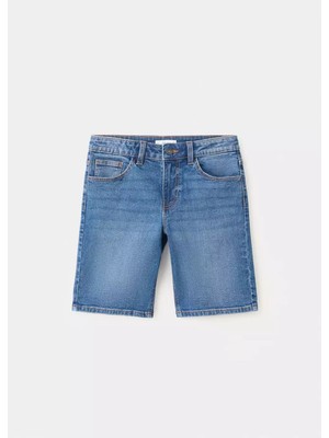 Mango Düz Denim Bermuda Şort