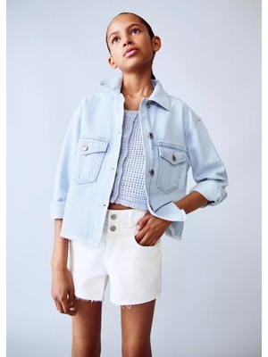 Mango Paçaları Dikişsiz Denim Şort