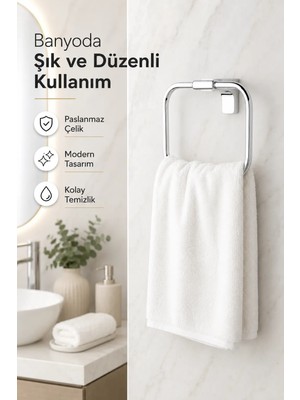 Alper Banyo Krom F1 Model Paslanmaz Yuvarlak Havlu Askısı Havluluk
