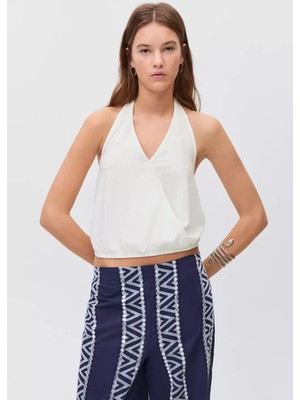 Mango Halter Yaka Kruvaze Bluz
