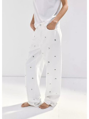 Mango Zımbalı Düz Kesim Jean