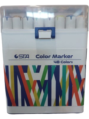Belirtilmemiş Sta Çift Uçlu Alkol Bazlı Marker Kalem Çift Uçlu 1-7 Mm 48 Renk Sta-910348