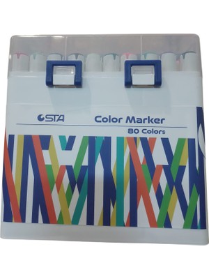 Belirtilmemiş Sta Çift Uçlu Alkol Bazlı Marker Kalem Çift Uçlu 1-7 Mm 80 Renk Sta-910380