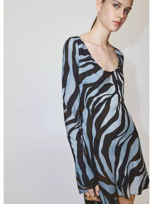 Mango Desenli Mini Elbise