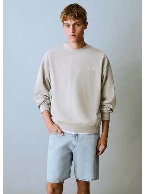 MANGO Teen Mesajlı pamuklu sweatshirt