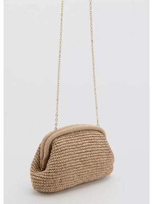 Mango Doğal Lif Clutch Çanta