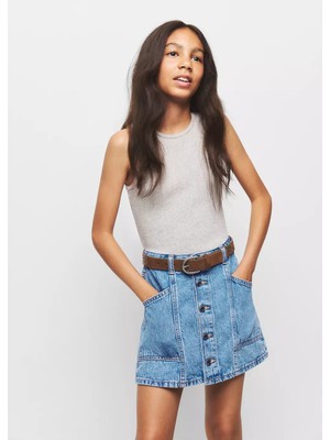 Mango Düğmeli Denim Etek