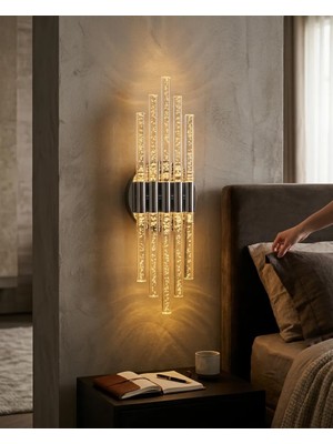 Backhome Aura Large 51 cm Modern Tasarım LED Aplik - Duvar Lambası - Gümüş -Günışığı Led