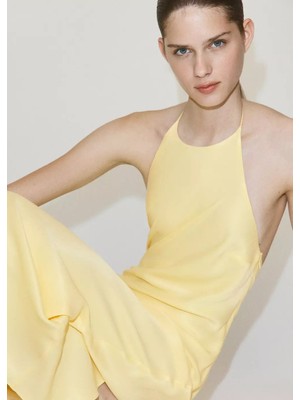 Mango Sırtı Açık Halter Elbise