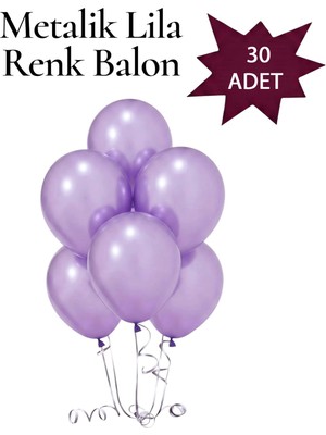 Lotus Party Metalik Lila Renk Balon - Lila Renk Balon  30 Adet