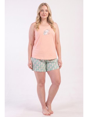 Stil Diva Büyük Beden Penye Şort Atlet Pijama Takımı