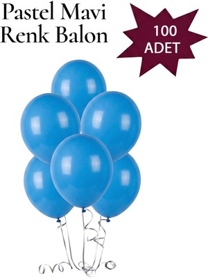Lotus Party Pastel Mavi Renk Balon - Mavi Renk Balon 100 Adet