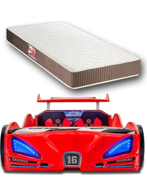 İnegöl'den Eve Bugattı - Arabalı Yatak, Araba Yatak, Full Işıklı, Kumandalı, Sesli, - 90 x 1.90 cm Yataklı