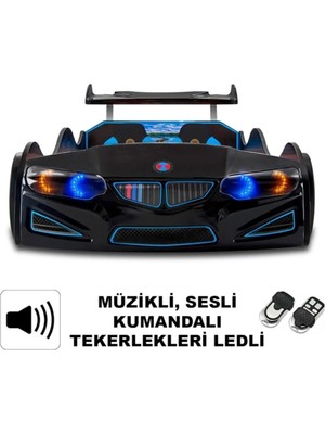 İnegöl'den Eve Bmw - Full - Arabalı Yatak Araba Karyola - M9 Serisi - Tekerleri Ledli & Kumandalı