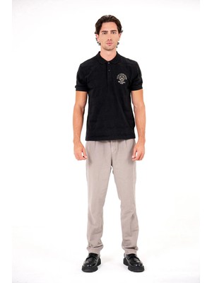 gmg firenze Polo Yaka Sol Göğsü Arma Detaylı Jakarlı Erkek T-Shirt