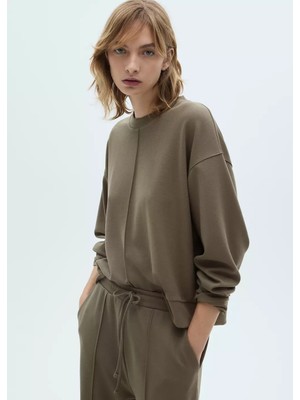 Mango Dikiş Detaylı Yuvarlak Yakalı Sweatshirt