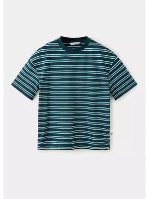 MANGO Kids %100 çizgili pamuklu tişört