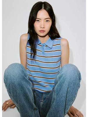Mango Striped Ribbed Vest