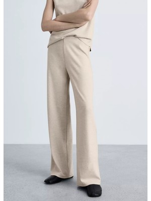 Mango Ince Triko Wide Leg Pantolon
