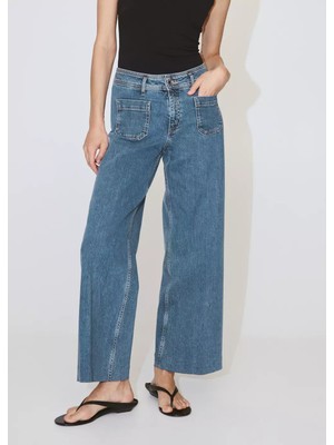 Mango Yüksek Bel Wide Leg Jean Pantolon