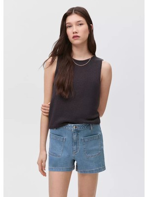 MANGO Teen Cepli denim şort