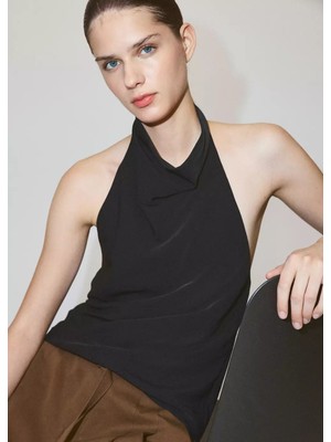 Mango Drape Halter Yaka Bluz