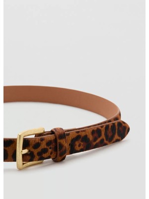 Mango Leopar Desenli Deri Kemer