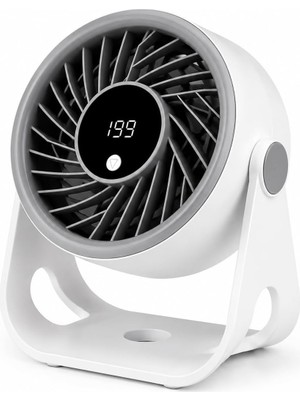 Masaüstü USB Fan, 200 Kademeli Dijital Hız Ayarlı Mini Vantilatör, Type-C Şarjlı, LED Ekranlı, Sessiz Çalışma, 360° Ayarlanabilir Açı, Ev Ofis Kamp Kullanımı Için Taşınabilir Fan