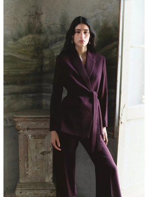 Mango Kemerli Kruvaze Blazer Ceket