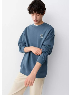 Mango Yazılı Pamuklu Sweatshirt