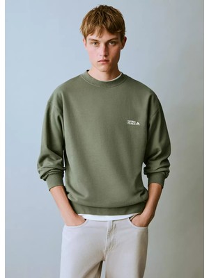Mango Mesajlı Pamuklu Sweatshirt