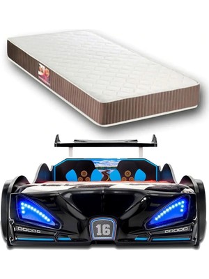 İnegöl'den Eve Bugattı - Arabalı Yatak, Araba Yatak, Full Işıklı, Kumandalı, Sesli, - 90 x 1.90 cm Yataklı
