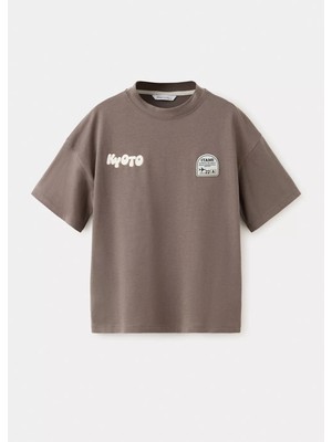 MANGO Kids Desenli oversize büyük beden tişört